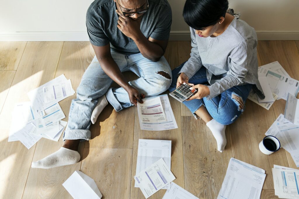 Couple managing the debt