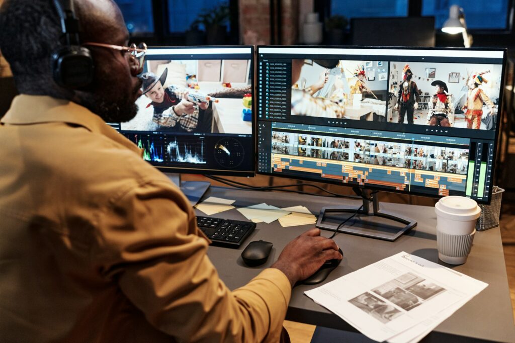 Colorist working with editing software